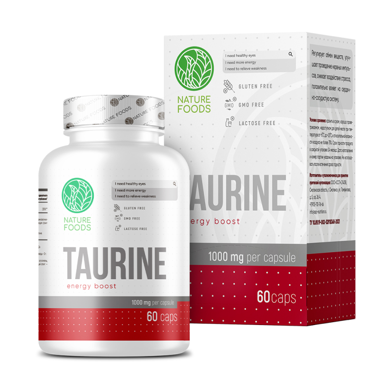 Таурин Nature Foods Taurine 1000 мг 60 капсул
