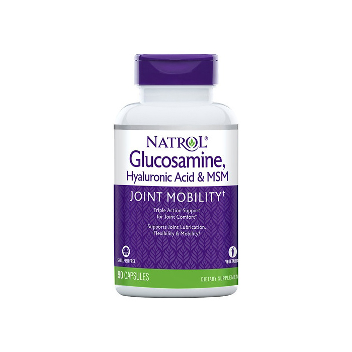 Комплекс для связок и суставов Natrol Hyaluronic Acid MSM Glucosamine 90 капсул
