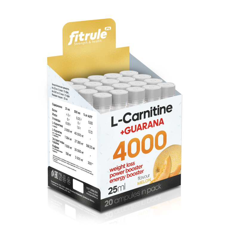 Карнитин Fit Rule L-Carnitine+Guarana 4000 мг 20 шт 25 мл