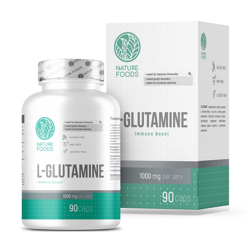 Глютамин Nature Foods Glutamine 1000 мг 90 капсул