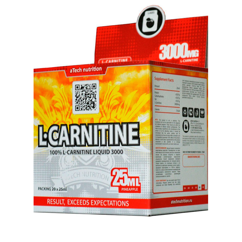 Карнитин aTech Nutrition l-carnitine 3000 liquid, 25 мл 20 амп