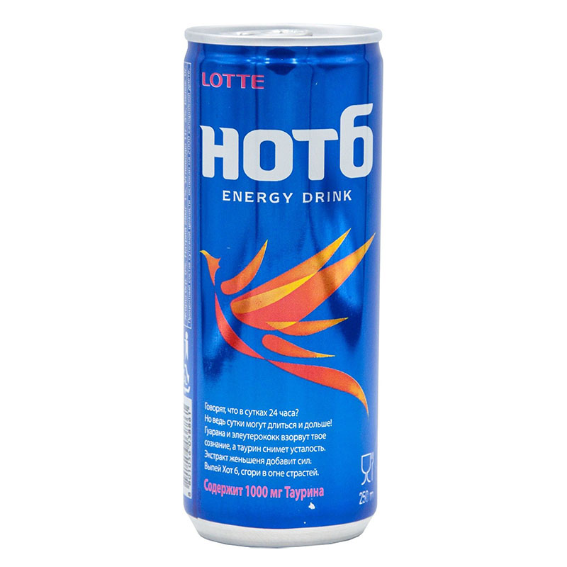 Напиток Энергетический (тонизирующий) Lotte Hot6 250 мл, вкус: классический