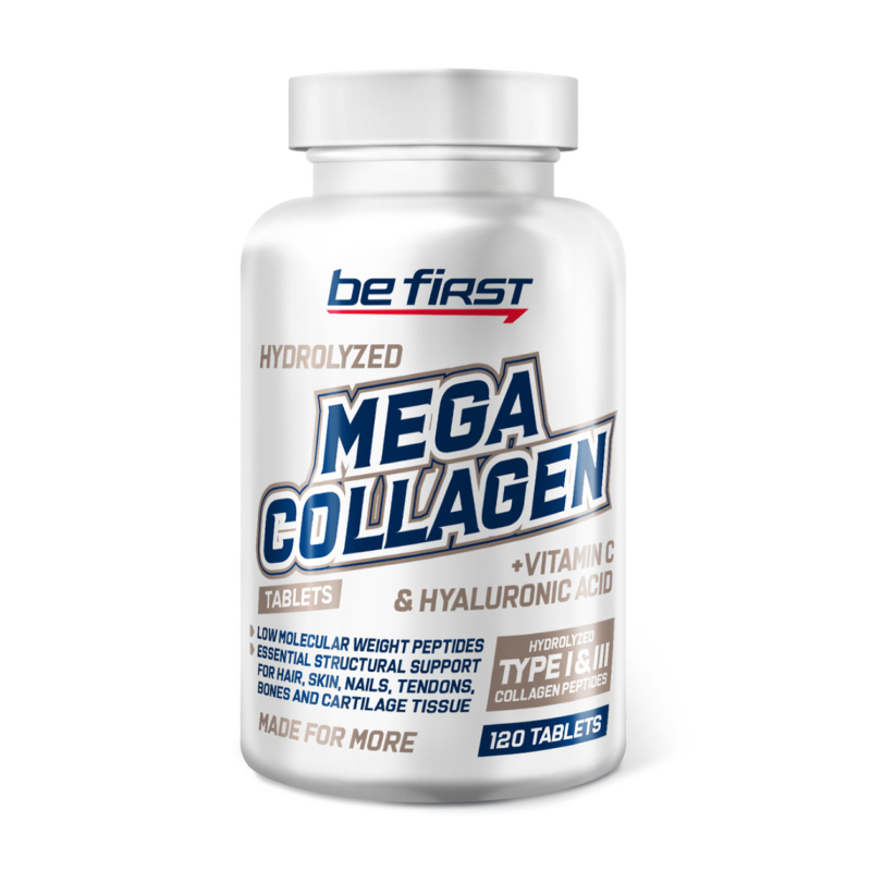 Коллаген Be First Mega Collagen Peptides + hyaluronic acid + vitamin C 120 таблеток